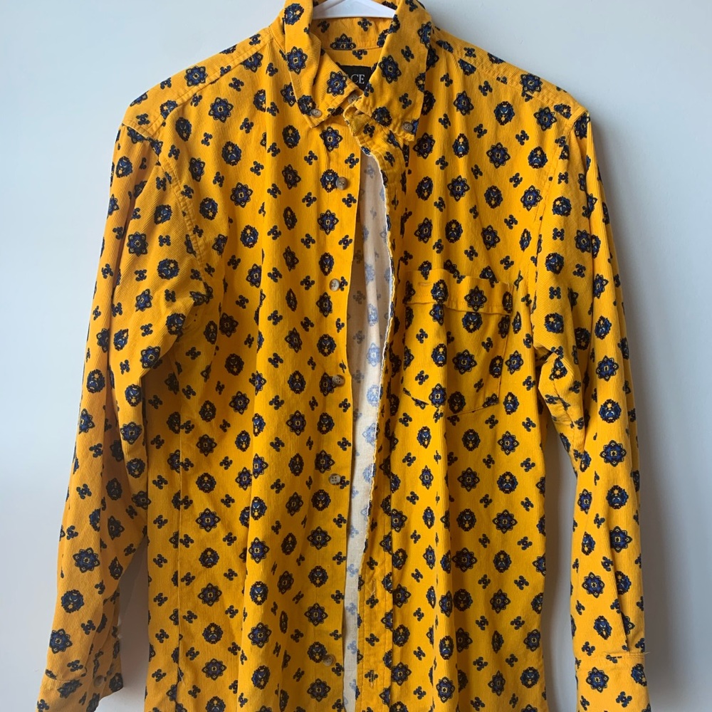 The PLACE ECLECTIC PRINTED YELLOW BUTTON UP